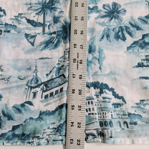 Cynthia Rowley Amalfi Coast Linen Women's Shirt Short Sleeve Sz Small Turquoise - Picture 7 of 11